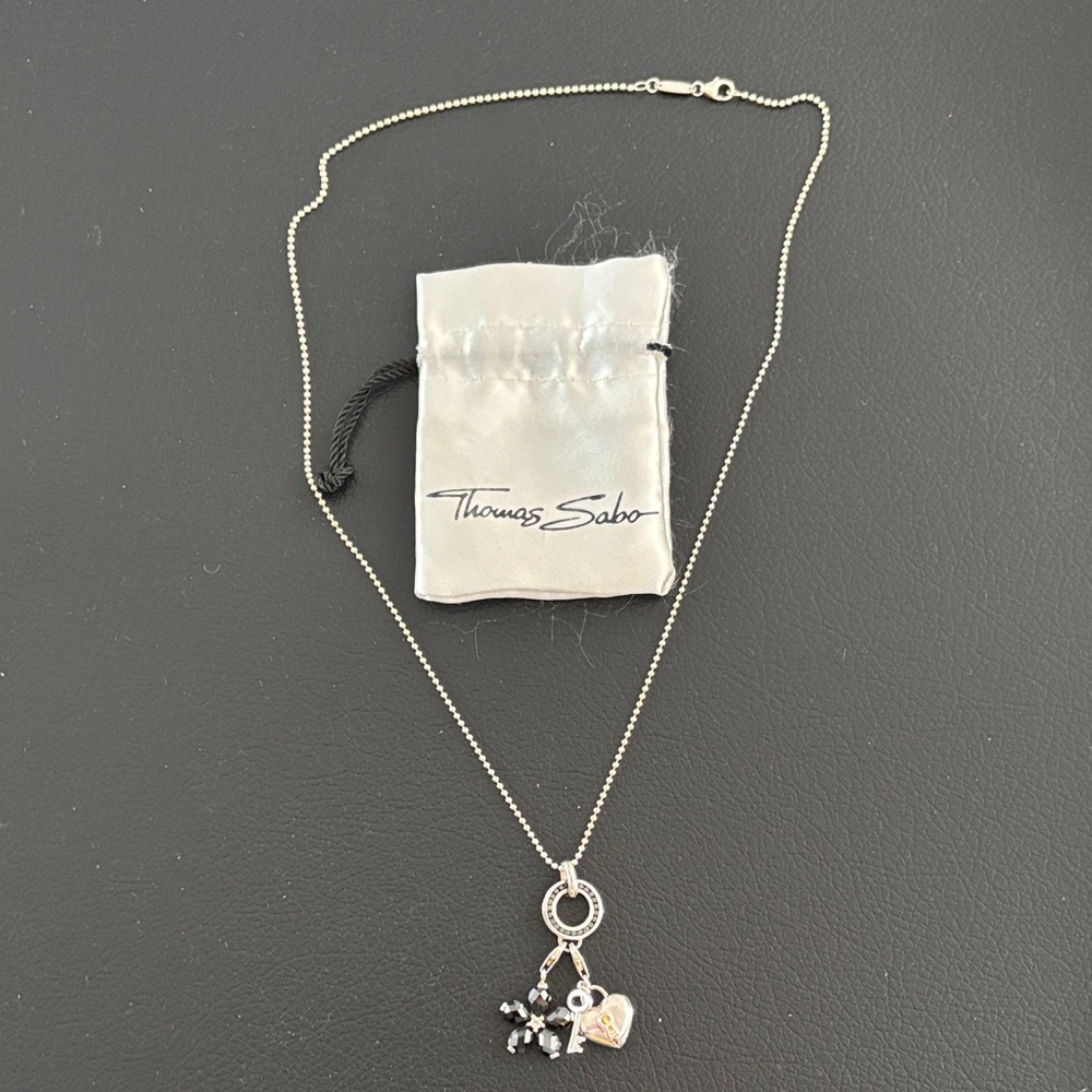 Thomas Sabo Silver Necklace with Heart with Lock and Key and Flower Charms